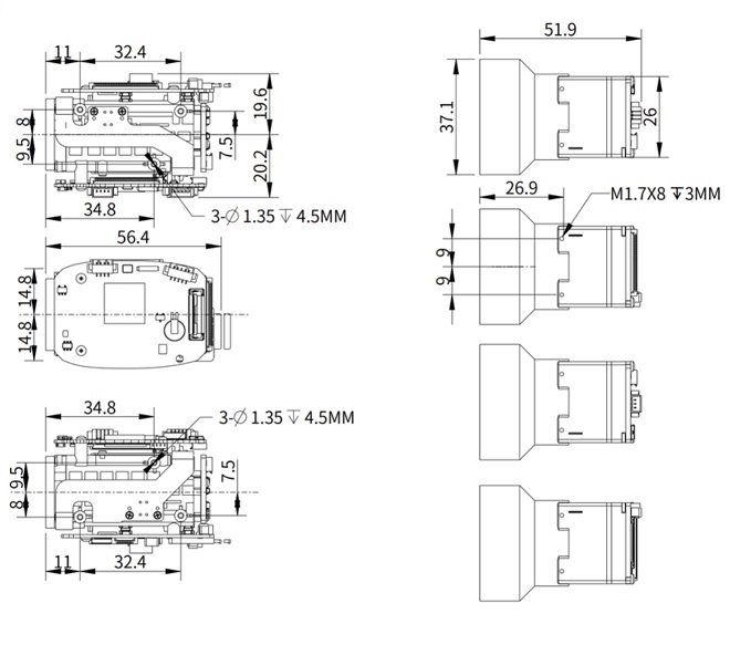 3.5X 4K ZOOM 640X512 THERMAL CAMERA MODULE SIZE